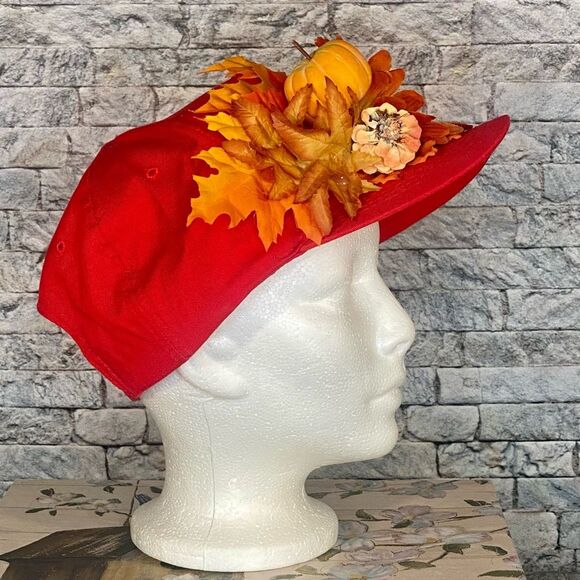Fall Festival Baseball Cap Floral Harvest Handcrafted - Picture 5 of 5